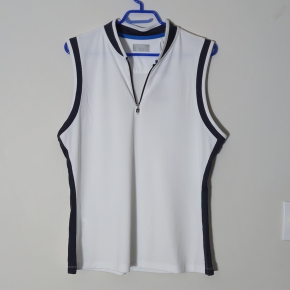 Callaway Tops - NWT Callaway Golf Women's Opti-Dri Sleeveless Quarter Zip Polo Shirt White XL